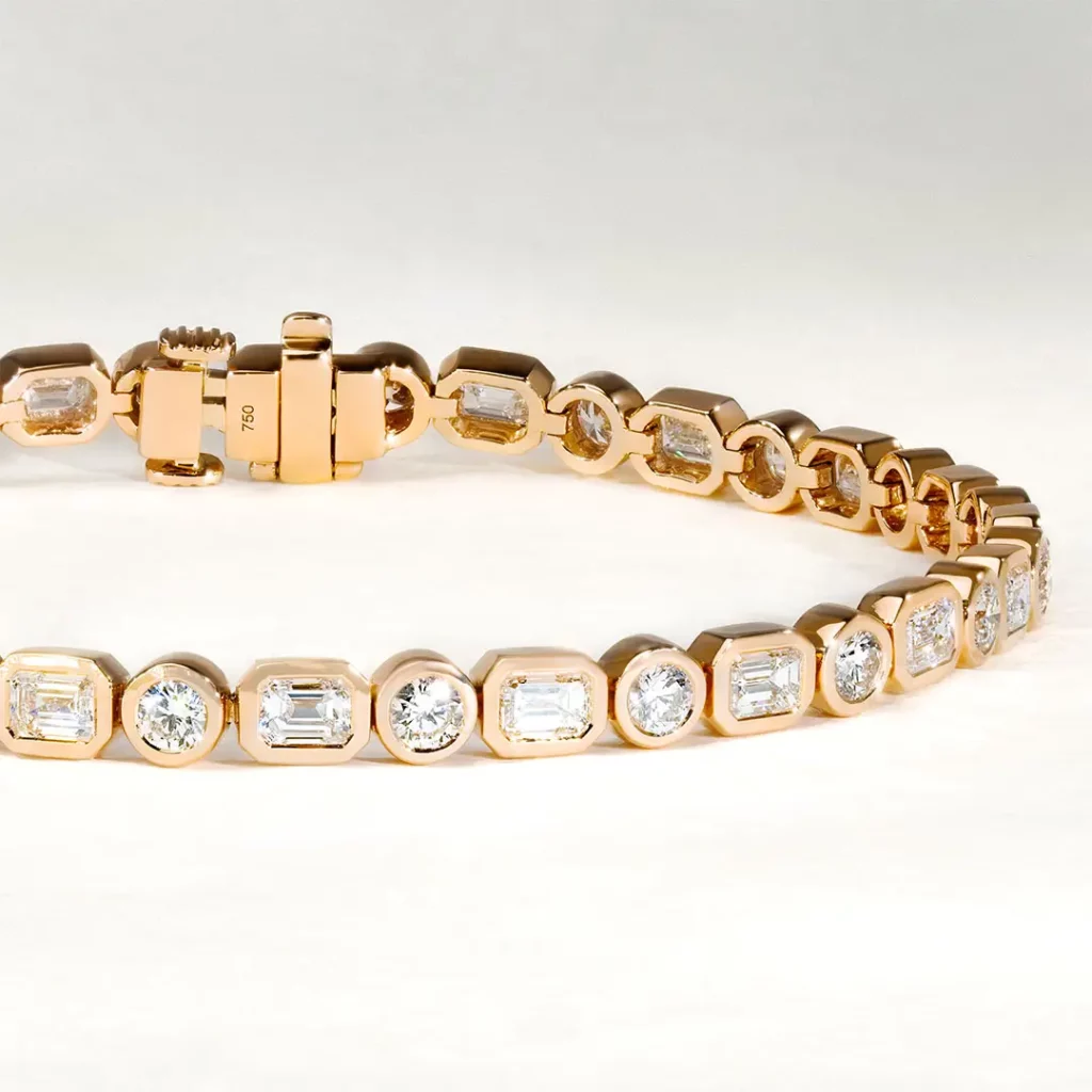 Bracelet rivière de diamants en or rose